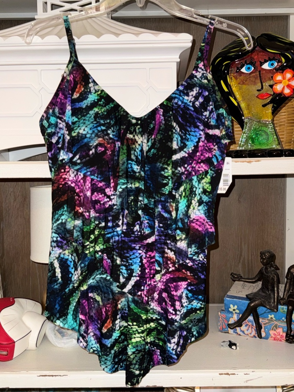magicsuit tankini rita swim top black multi sz 12 nwt - Picture 4 of 6